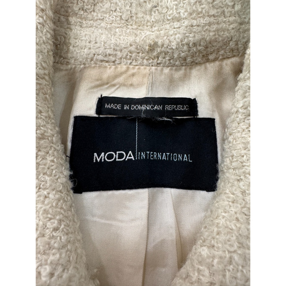 Vintage MODA International Womens Wool Boucle Coat Cream Mid Length Sz XS - Picture 3 of 13